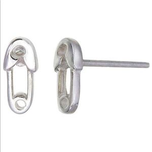 Sterling Silver Safety Pin Tiny Stud Earrings